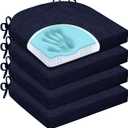 Chair Cushions for Dining Chairs, Non Slip Chair Pads with Ties and Washable Covers, Memory Foam Kitchen Chair Cushions Set of 4, 16"X16"X2.5", Navy
