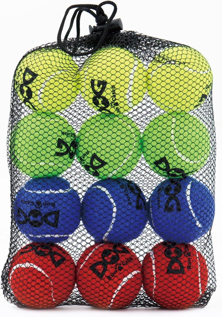 Tennis Balls for Dogs - 12 Pack 2.0'' Durable Non-Toxic Outdoor Dog Toys Balls with Mesh Bag, SGS Certified, Colorful Fetch Toys, Small Breeds (Non Squeaky)