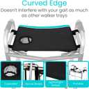 Vive Walker Tray for Folding Walker - (w/Cup Holder) - Adult Mobility Accessories - Fits Standard Walkers - Medical Table for Seniors Non Slip Mat for Food - Removable & Easy Assembly (Black)