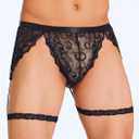 ABAFIP Men's Lace Underwear Sheer Pouch Garter Panties Crossdressing Sexy Lingerie Sissy Underpants
