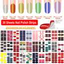 420 Pieces 30 Sheets Nail Polish Strips with Nail File Nail Stickers Full Nail Wraps Self Adhesive Nail Art Stickers Nail Strips for Women Girl Nail Art Accessories