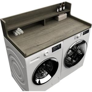 Washer Dryer Countertop, 54" x 27.55" 2-Tier Washer Dryer Topper with Edge, for Laundry Room Organization Greige