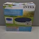 INTEX 28020E Pool Cover: For 8ft Round Easy Set Pools – Includes Rope Tie – Drain Holes – 12in Overhang – Snug Fit
