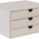 UnionBasic Document Organizer, 3-Drawer File Cabinet Document Storage Box, Office Desktop Filing Organizer, Beige