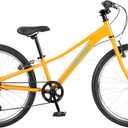 Retrospec Dart 24 Inch Kids Bike - 7-Speed Hybrid Bicycle for Ages 6-11 with 29in All-Season Tires & Shock Absorption - Adjustable Height Youth Bike with V-Brakes & Smooth Gear Shifting, Saffron