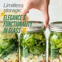 Wide Mouth Mason Jars 32 oz 2 Pack Quart Size Jars with Airtight Lids and Bands & White Plastic Lid, Ideal for Meal Prep, Canning, Fermenting and DIY Projects, Microwave & Dishwasher Safe.