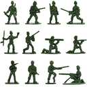 HAPTIME 100-Piece Green Toy Soldiers - 12 Poses, Detailed and Balanced Mini Army Men - Perfect for Pretend Play, Educational Projects, Cake Decorations, and Military-Themed Parties - 1 Inches Tall