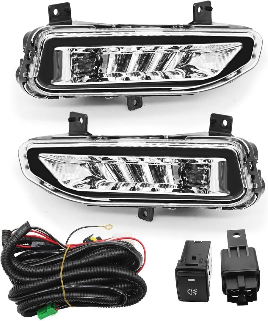 Fog Light Assembly Compatible with Frontier 2022-2024/Titan XD 2020-2023/Titan 2020-2023/Sentra 2020-2023 with Switch Harnesses Left & Right 261558996C 261508996C (Not Halogen) Pair Fog Lamp