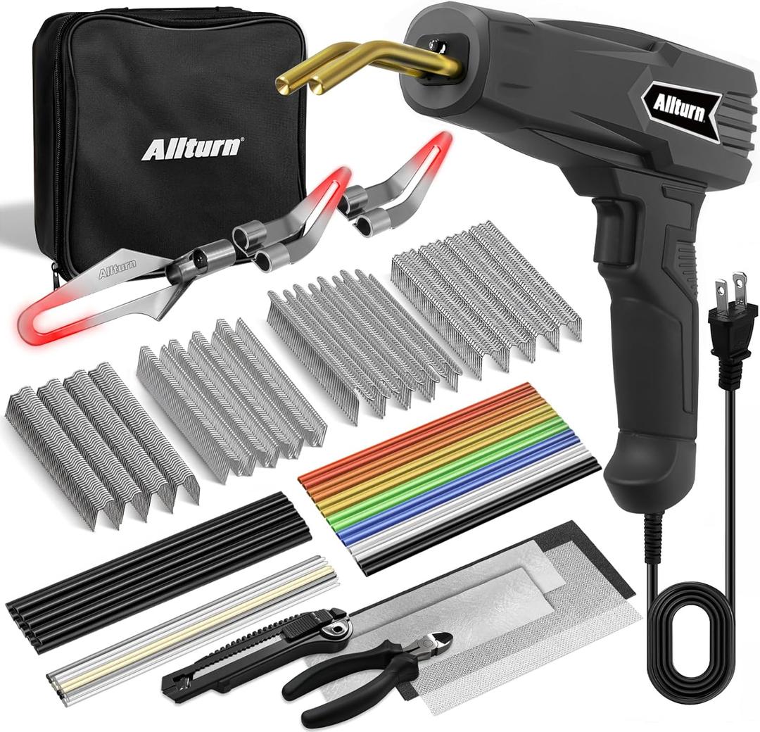 Allturn Plastic Welder, 2 in 1 Plastic Welding Kit, Hot Staples Weld Gun, Car Bumper Repair Kit for Most Plastics, Patent Number D970324(Black)