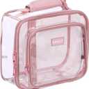 BORMELUN Clear Lunch Box for Girls Kids, Transparent Lunch Bag Perfect for School and Work with Adjustable Handle and Zipper Closure School Backpack,Pink (9.5x7.5x4 inches)