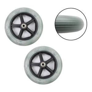 2pcs Rubber Wheel Replacement 7.5 Inch Wheelchair Front Wheels Casters Rollers Wheels Universal Wheelchair Replacement Wheel Accessories (Black & Grey)