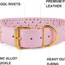 Wide Gold Spiked Dog Collar, Epesiri Dog Chain Collars, Mushroom Rivet PU Leather Dog Collars, Adjustable Durable Spike Studded Pet Collar for Pitbull Mastiff Bulldog Pugs Husky Rottweiler