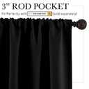 RYB HOME Bedroom Blackout Curtains 45 inches Length - Black Curtains Light UV Block Insulated Energy Saving Drapes for Bedroom Dining Living Room, 42 x 45 inches Long, Black, Set of 2