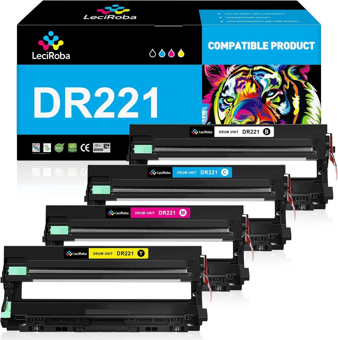 LeciRoba Drum Unit Replacement for Brother DR221CL DR-221CL for Brother MFC-9130CW MFC-9330CW HL-3170CDW HL-3180CDW HL-3140CW MFC-9340CDW DCP-9020CDN MFC-9330CDW Printer (NOT Toner Cartridge)