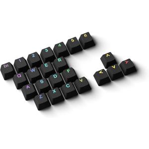HK Gaming Rubber Keycaps Set | Anti-Slip Texture | Doubleshot Backlit Keycap Set | 23 Keys OEM Profile Key Set | for Mechanical Keyboard | Compatible with Cherry MX, Gateron, Kailh | Black