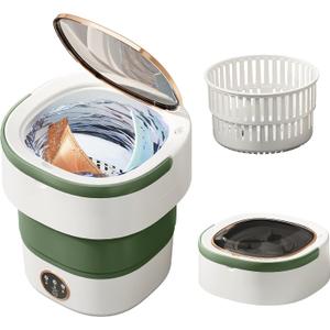 Portable Washing Machine 20L Small Foldable Washer with Spin Basket, 3 Mode Deep Clean Mini Laundry Machine for Travel, Dorms, Camping, Ideal for Baby Clothes, Underwear, Socks Green