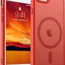 SUPFINE Magnetic for iPhone SE Case 2022 (3rd)/2020 (2nd), iPhone 8 Case (Compatible with MagSafe) (Military Grade Drop Protection) Slim Translucent Matte Phone Case,Red