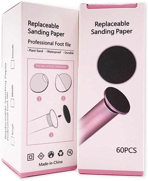 1 Box (60pcs) Replacement Sandpaper Pad Disks Discs (80 Grit&100 Grit) for Electric Foot File Callus Remover Machine