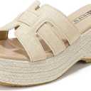 IDIFU IN3 Platform Espadrille Wedge Sandals for Women (Beige)