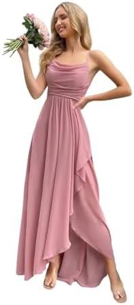 PUXIU Women's Bridesmaid Dresses 2025 with Slit A Line Formal Dress with Pockets PU162 (6)