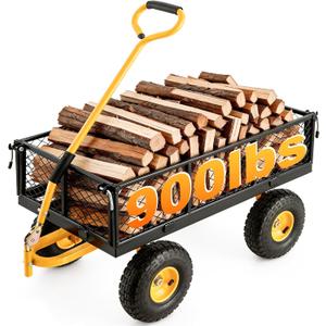 900 Lbs Heavy Duty Steel Garden Cart with Handle & 10" All Terrain Tires