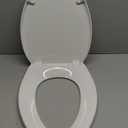 Toilet seat Elongated with Slow Close Hinges, Four Bumpers Never Loosen and Easily Remove, Two Sets of Parts, Plastic, White