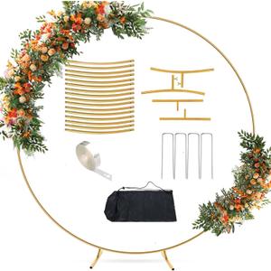 Antizz 7.2FT Gold Round Balloon Arch Stand,Backdrop Stand for PartiesMetal Circle Heavy Duty Wedding Arch Frame for Ceremony Birthday Party Anniversary Bridal Graduation Decoration