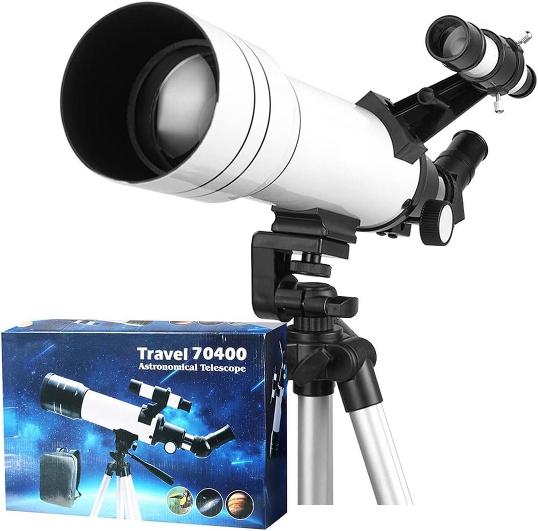 70mm Telescope for Kids & Beginners, 43-138cm Height Adjustable Tripod, Portable Travel Telescope with Coated Glass Eye Piece, for Moon, Planets & Stargazing