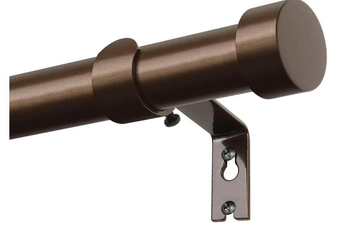 KAMANINA Bronze Curtain Rods for Windows 66 to 120 Inch (5.5-10 Feet), 1 Inch Heavy Duty Curtain Rod, Modern Adjustable Drapery Rods with End Cap (32"-120")