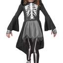 Seasons Halloween Costume For Girls Midnight Reaper Costume Skeleton Outfits Costume, 8-10