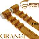 MEEDEE Copper Velvet Crushed Ribbon 2 Inch Frayed Edge Silk Ribbons 2 Rolls 4 Yards Crinkle Terracotta Ribbons Orange Velvet Ribbon for Christmas Tree, Gift Wrapping, Holiday Decor