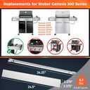 Grill Parts for Weber Genesis 300 Series Grills with Side Controls Knobs, Genesis E/S310 E/S320 EP310 EP320 (2007-2010), 304 Stainless Steel Grill Burner, 24.5" Flavorizer Bars for Weber 67722 67820
