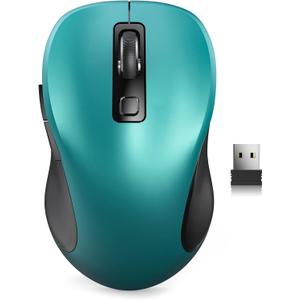 Trueque Wireless Mouse for Laptop, 2.4GHz Ergonomic Computer Mouse with Back & Forward Buttons, 3 Levels Tracking Speed, 6 Buttons, Optical USB Cordless Mice for Windows Chromebook MacBook PC (Teal)