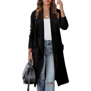 ANRABESS Women's Long Cardigan Sweater 2025 Fall Fashion Casual Oversized Knit Open Front Coatigan Jacket Coat Outfits (Black), S