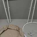 VASAGLE Small Round Side End Table, Modern Nightstand with Fabric Basket, Matte White and Camel Brown ULET223W10