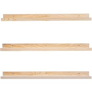 MBYD 36 Inch Floating Shelves, Solid Wood Picture Ledge Photo Shelf with Front Lip for Vinyl Records,Plants & Books, Wall Mount Decorative Display for Kitchen, Nursery, Living Room, Bedroom, Kitchen, Set of 3, 36 in