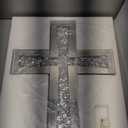 Cross Wall Decor, Silver Mirrored Cross for Living Room, Crystal Crush Diamond Mirror Crosses, Religious Wall Art, Home Decor (15"L x 10"W)