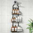 3 Tier Hanging Shower Head Caddy, Adjustable Hanging Shower Caddy Over Showerhead, Standing Shower Caddy No Drilling Handing Racks Rustproof for Bathroom Shampoo Soap Storage