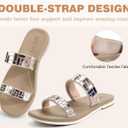 ONCAI Women's Slide Sandals Trendy Square Summer Flat Dressy Sandals for Women 2025 Cross Strappy Open Split-Toe Ring with Slip-on Rubber Soles (Beige)