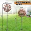 Wind Spinners Outdoor for Yard Garden, 360 Metal Windmills Art Decor with Stake, Kinetic Wind Sculpture for Lawn Patio Outside Ornaments, 63.5 x 12.5 Inches (Rust Color)