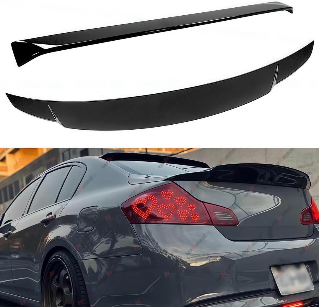 Rear Trunk Spoiler & Roof Top Wing Compatible with 2007-2015 Infiniti G35 G25 G37 Q40,Duckbill High Kick Trunk Tail Deck Lid Wing Lip Fits for 4-Door (Glossy Black)