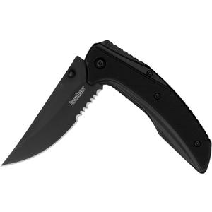 Kershaw Olive Outright Folding Pocket Knife, 3 inch 8Cr13MoV Stainless Steel Blade, Pocketclip (Black, Serrated)
