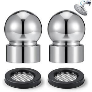 Moxweyeni 2 Pack 1/2-inch Iron Pipe Shower Arm Ball Adapter with Gasket Washer Filters Shower Head Ball Joint Replacement, Chrome Finish, Universal Fit for Standard Swivel Heads
