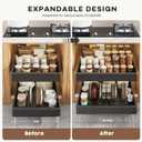 Seinloes 4Pack Expandable Pull Out Cabinet Organizer 21"Deep With Raising Pad for Framed Cabinets,Slide Out Drawers with 4pcs Divider Racks,Roll Out Shelves Adhesive,Adjustable Width 12.05"-20.4"Black