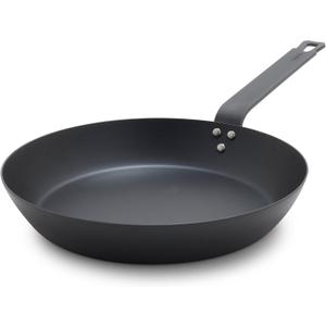 GreenPan x Bobby Flay 10" Carbon Steel Frying Pan Skillet, Pre-Seasoned Ready to Use, Nontoxic, PFAS-Free, Induction Compatible, High Heat & Oven Safe Durable Cookware, Cast Iron Alternative (Black)