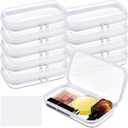 Sanwuta 10 Pcs Hard Zipper Case Clear Hard Pouches Plastic Zipper Pencil Box Toy Storage Bins Portable Plastic Container for Travel Toiletry Office Cosmetic Block Puzzle Organizer(S,Clear)