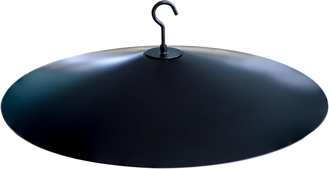 PFNRTH One-Piece 17" Metal Squirrel Baffle - Solid Steel Guard for Bird Feeder Poles & Hanging Feeders | Chew-Proof, No Assembly | 2 Installation Options-Black