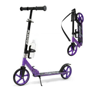 Kick Scooter for Ages 6+, Kids, Teens & Adults. Foldable Lightweight Scooter with 8 Inch Big Wheels, Cup Holder, Carry Strap, 3 Adjustable Levels, Max Load 240 LBS, Christmas birthday Gift for Childs