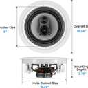 Acoustic Audio CSic83 in Ceiling 8" Speaker Pair 3 Way Home Theater Speakers