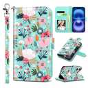 ULAK Compatible with iPhone 16 Wallet Case [RFID Blocking], Women PU Leather Shockproof Protective Folio Flip Cover with Card Holder Kickstand for iPhone16 6.1 inch, Mint